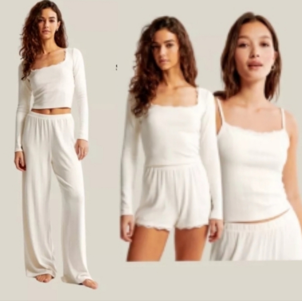 Abercrombie & Fitch lounge collection pointelle sleep Full set Nwt